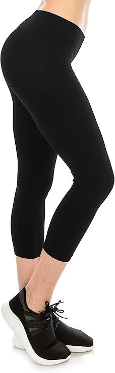 Solid Black Capri Soft Leggings