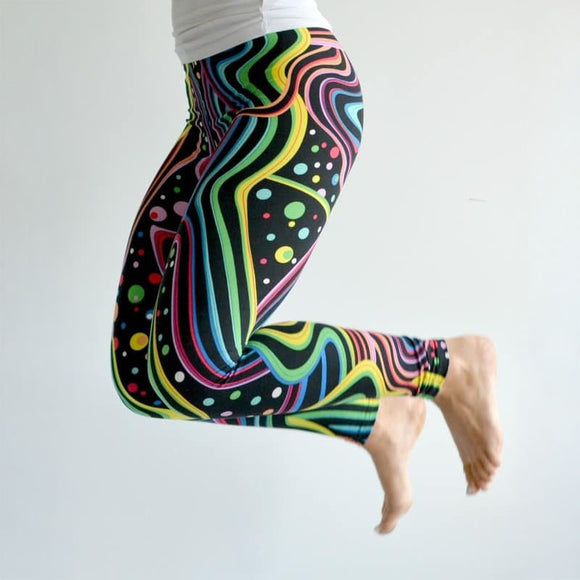 Festival Groovy Rainbow Lava Print Leggings