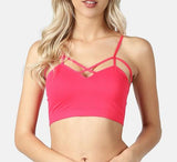 Women's Seamless Criss-Cross Bralette with Removable Pads