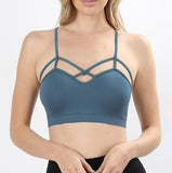 Women's Seamless Criss-Cross Bralette with Removable Pads