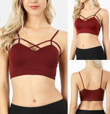 Women's Seamless Criss-Cross Bralette with Removable Pads