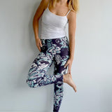 Navy & Teal Floral Paisley Print Leggings