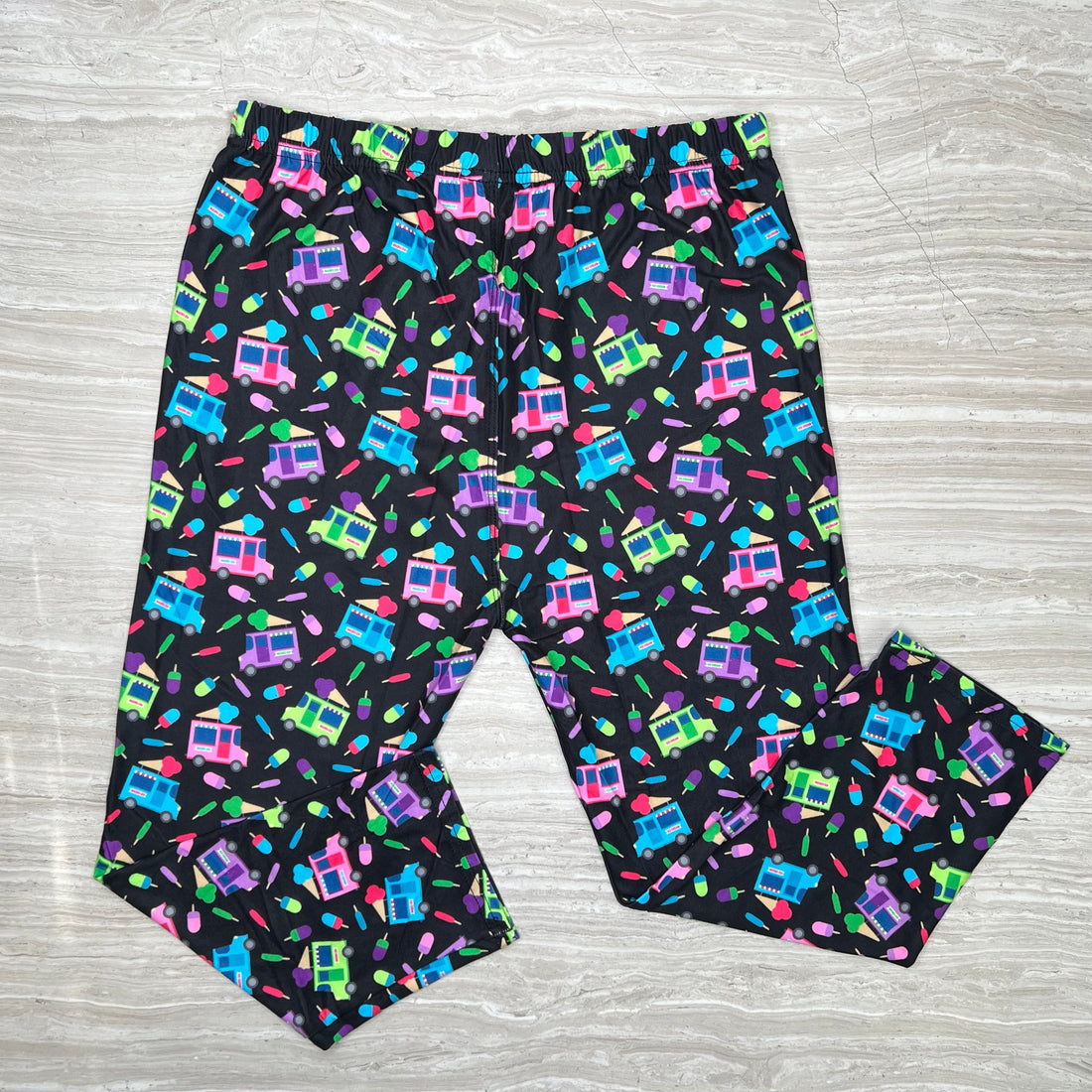 Summer Time Treats - Ice Cream Truck Print Soft Capri Leggings - Adult & Kids