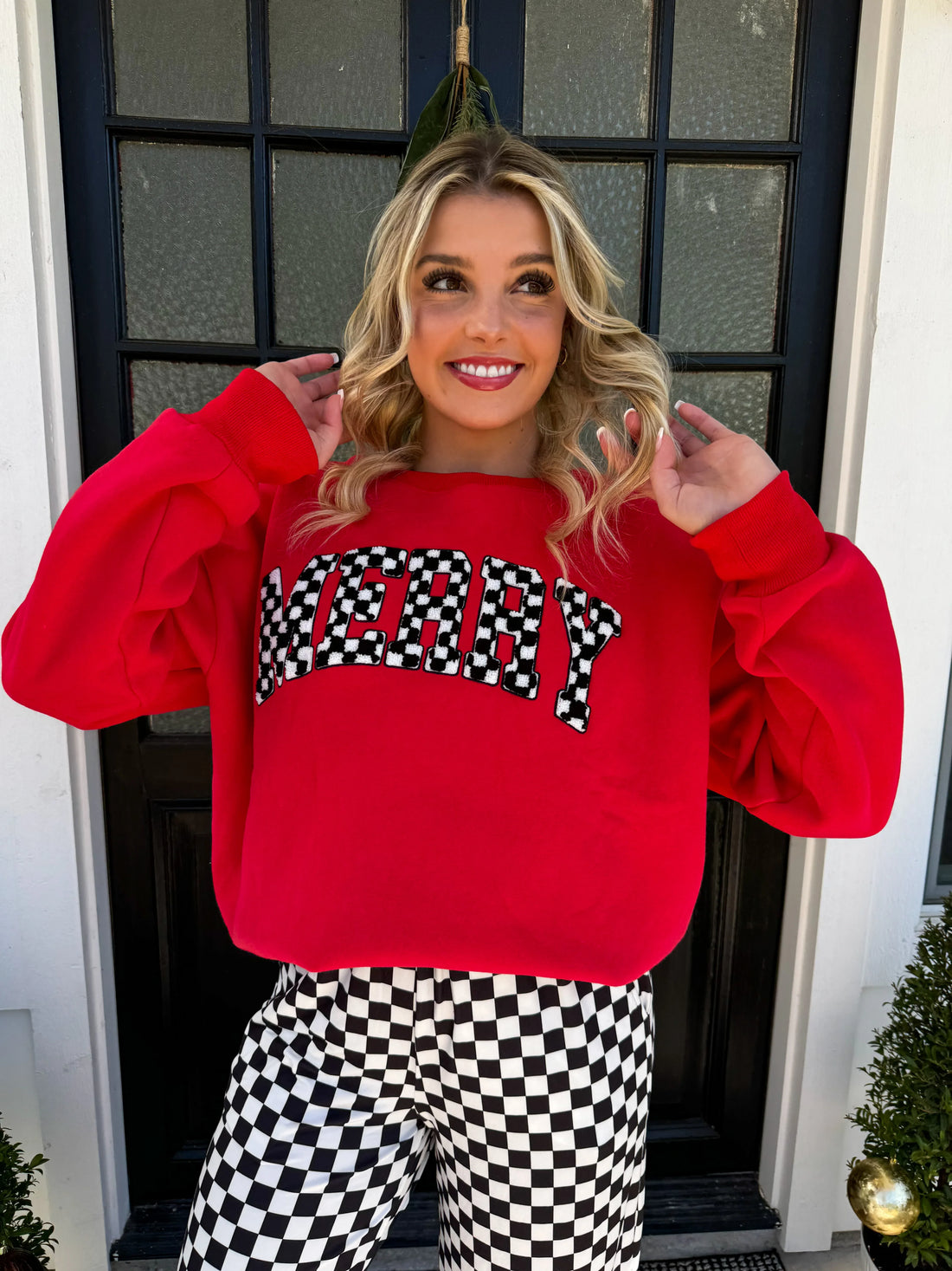 PREORDER: Merry Checkered Sweatshirt