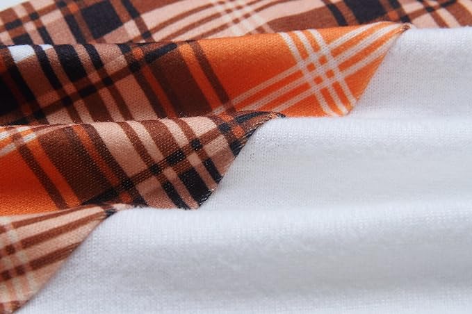 Halloween Orange Plaid Long Sleeve w/ Bows Blank Raglan Top