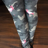 Camo Flamingo Print Leggings