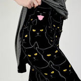Black Void Cat Print Soft Leggings - Adult & Kids Sizes