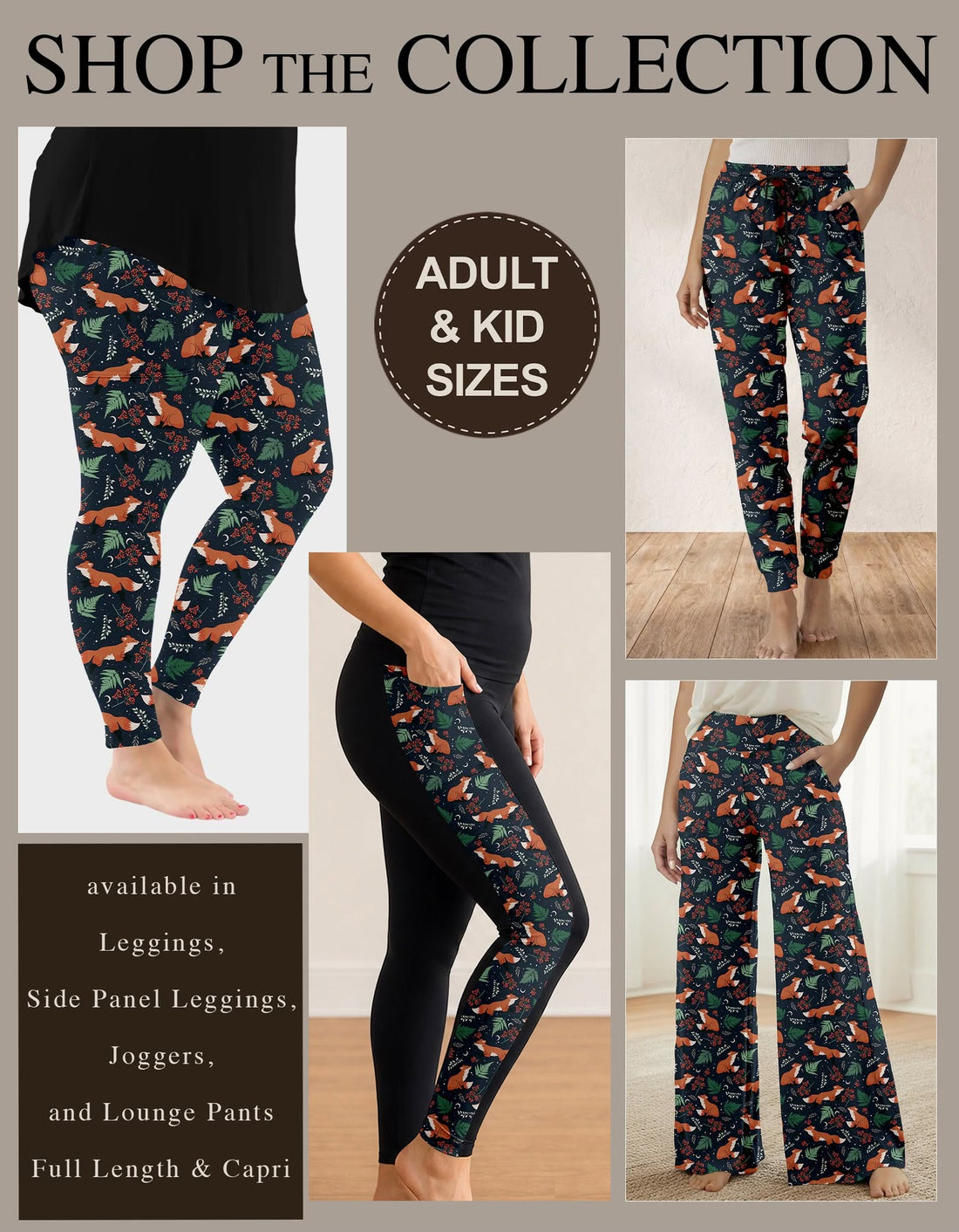 B318 - Preorder Fox Trail Leggings, Joggers & Lounge Pants (Closes 10/25. ETA: late Dec.)