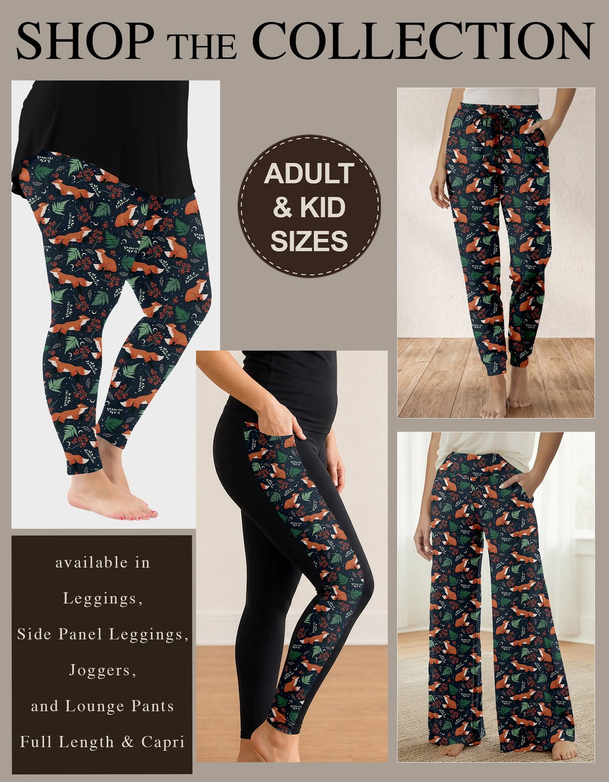 B318 - Preorder Fox Trail Leggings, Joggers & Lounge Pants (Closes 10/25. ETA: late Dec.)