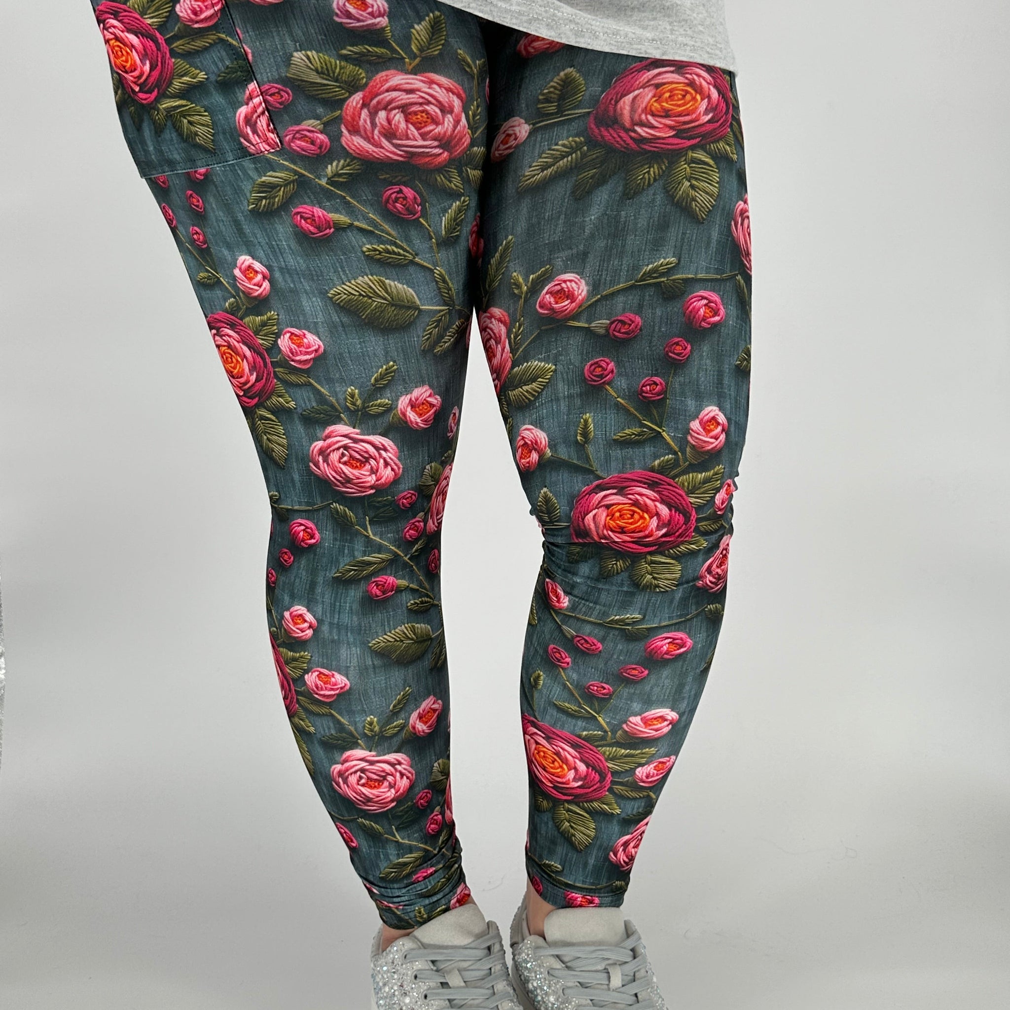 Pink Floral Leggings w/ Pockets