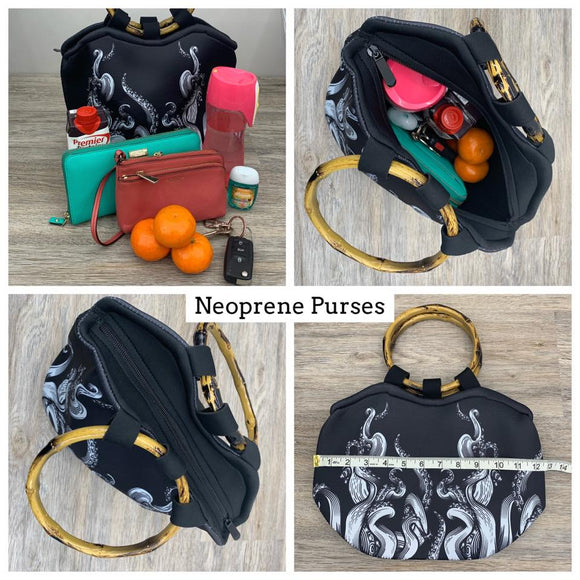 Neoprene Purse w/ Bamboo Handles