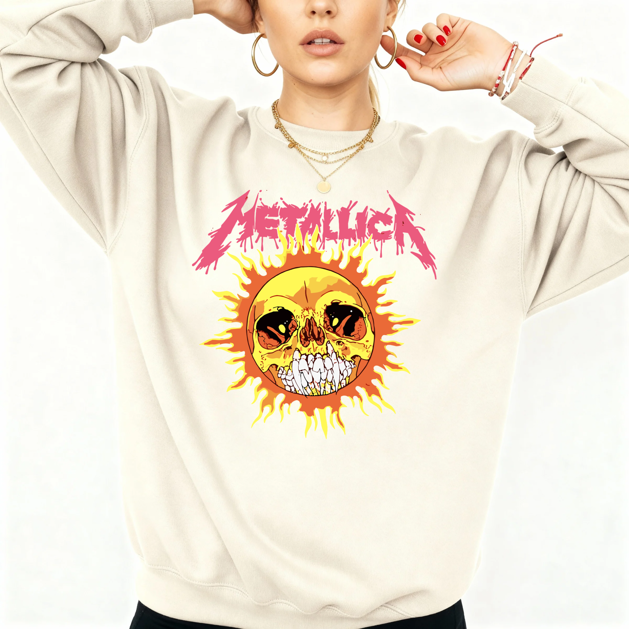 Pink Sun Metallic Sweatshirt