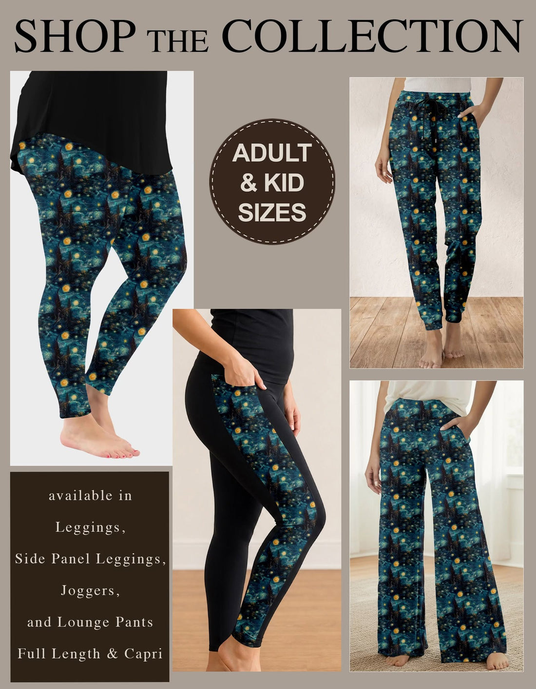 B318 - Preorder Night Swirl Leggings, Joggers & Lounge Pants (Closes 10/25. ETA: late Dec.)