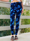 Neon Blue Heart Print Leggings - Adult & Kid Sizes