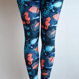 Under The Blue Sea Fish Print Leggings - Adult & Kids