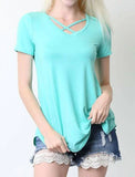 Short Sleeve Crisscross Top - Multiple Colors