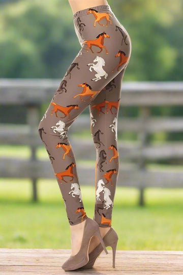 Wild Horses Print Soft Leggings