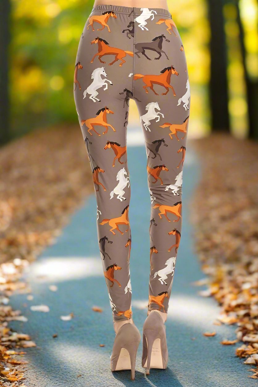 Wild Horses Print Soft Leggings