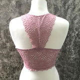 Women's Sexy Lace V Neck Padded Racerback Bralette T-back Crop Top