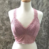 Women's Sexy Lace V Neck Padded Racerback Bralette T-back Crop Top