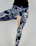Navy & Teal Floral Paisley Print Leggings