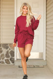 Oversized Cotton Terry Lounge Set – Long Sleeve Top & Drawstring Shorts