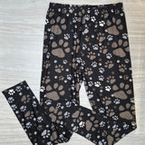 Paw Print Black Leggings - Adult & Kids Sizes