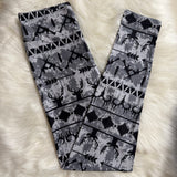 Hunting Theme Fair Isle Gray Camo Print Leggings