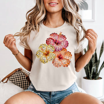 Faux Jeweled Hibiscus Tshirt