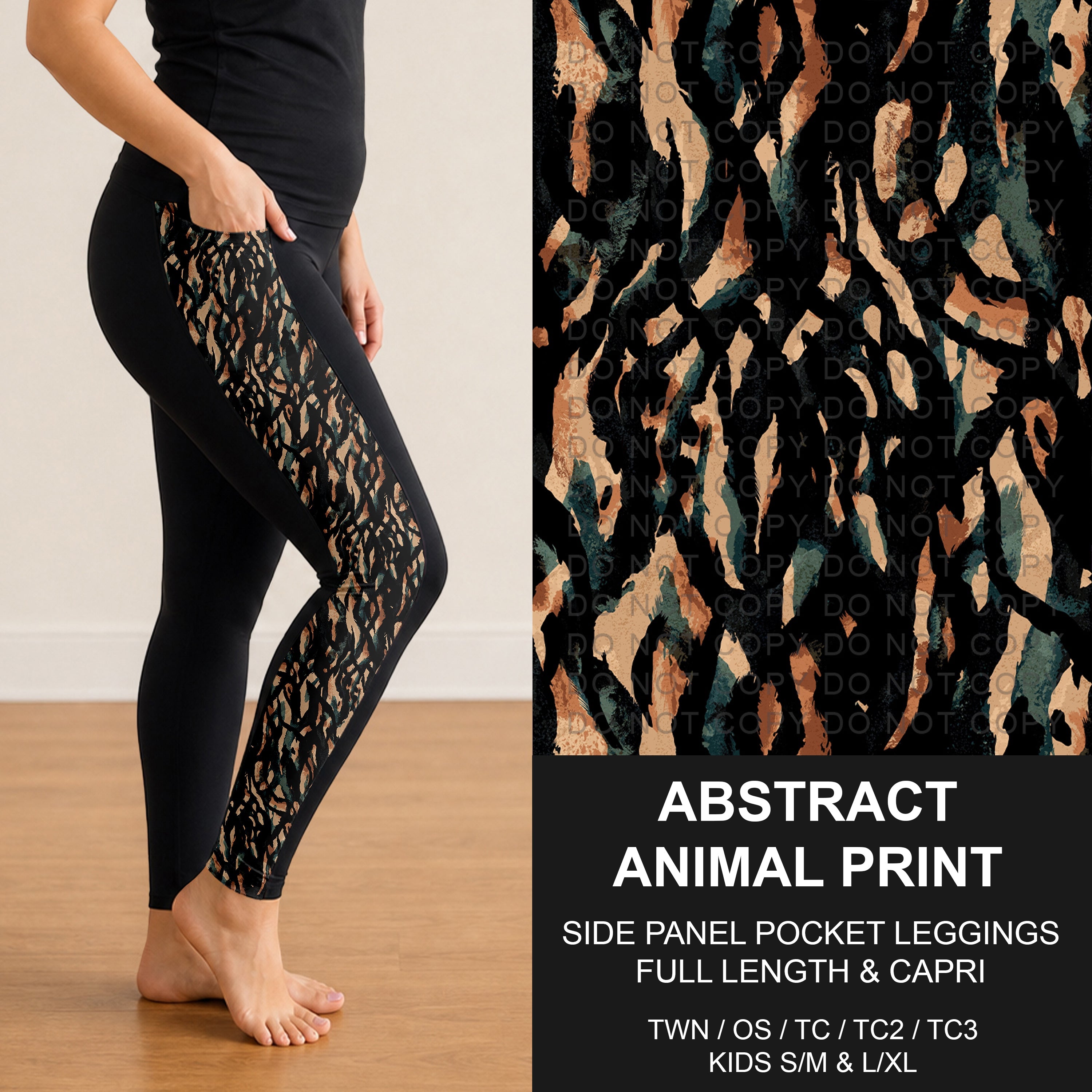 B300 - Preorder Abstract Animal Print Side Panel Pocket Leggings (Closes 7/15. ETA: mid Sept.)