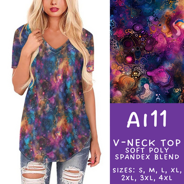 Batch #275 - Alcohol Ink - Closes 1/23 - ETA late March - AI11 V-Neck Tee