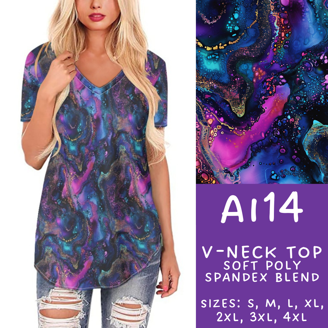 Batch #275 - Alcohol Ink - Closes 1/23 - ETA late March - AI14 V-Neck Tee