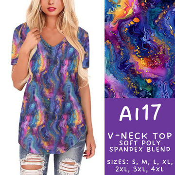 Batch #275 - Alcohol Ink - Closes 1/23 - ETA late March - AI17 V-Neck Tee