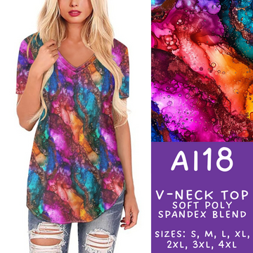 Batch #275 - Alcohol Ink - Closes 1/23 - ETA late March - AI18 V-Neck Tee