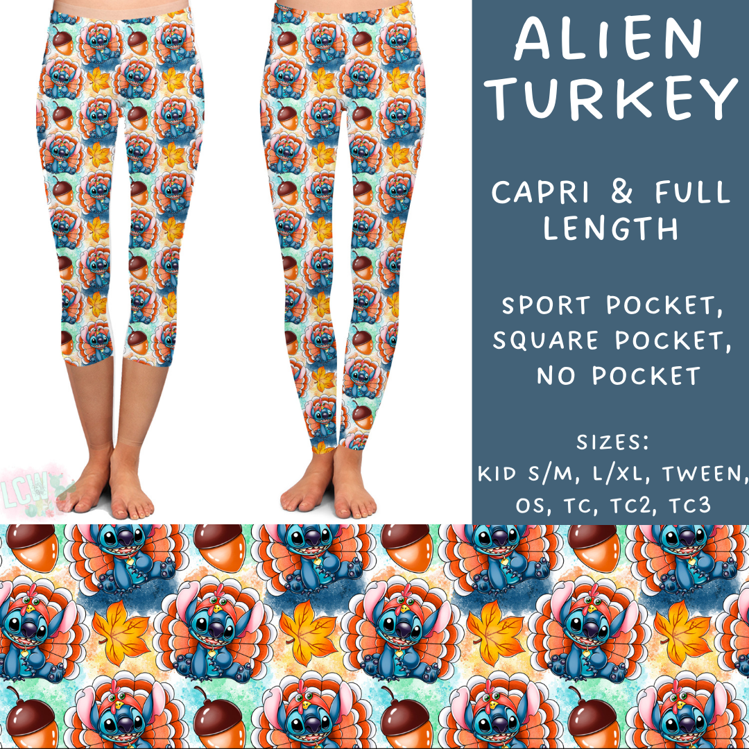 Batch #210 - Magical Fall - Closes 10/4 - ETA mid Nov - Alien Turkey Full and Capri Length Leggings