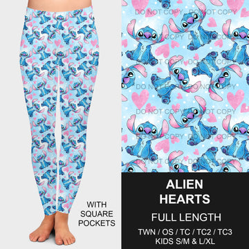 B196 - Preorder Alien Hearts Leggings w/ Pockets (Closes 11/24. ETA late Jan.)