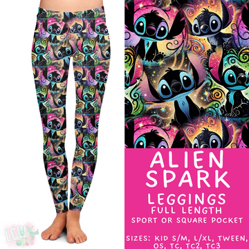 Ready to Ship - Alien Spark Full Length Leggings - Sport Pocket TC & TC2