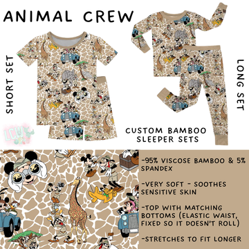 Ready to Ship - Animal Crew Bamboo Short Sleeper Set - 4T, 5T & 7