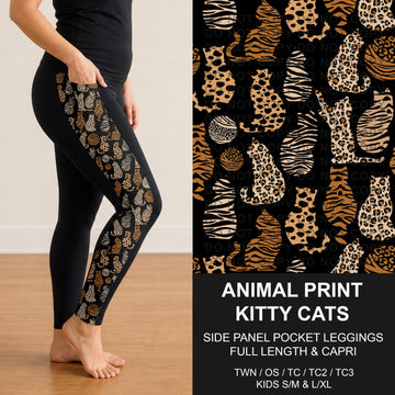 B316 - Preorder Animal Print Kitty Cats Side Panel Pocket Leggings (Closes 10/11. ETA: mid Dec.)