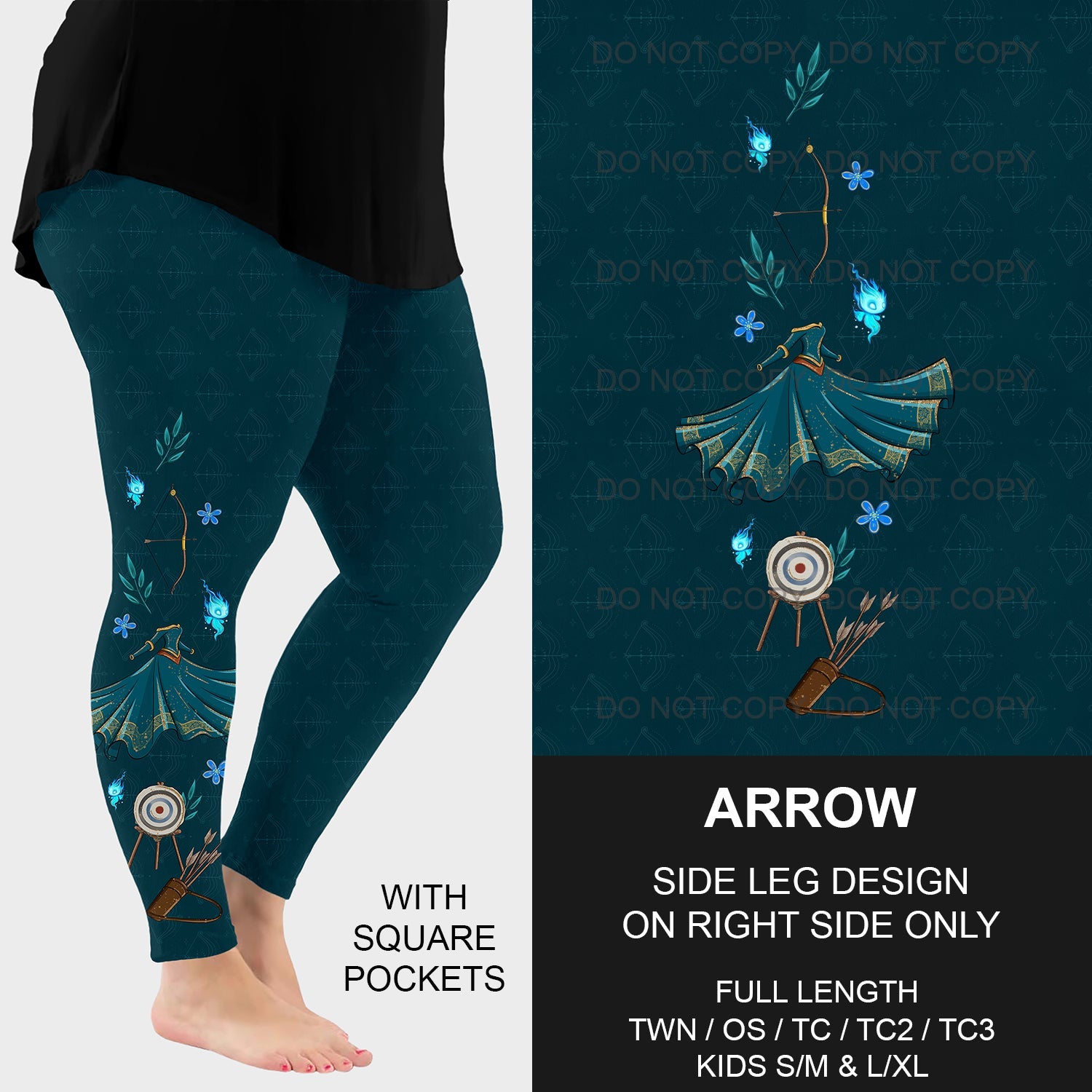 B192 - Preorder Arrow Side Design Leggings w/ Pockets (Closes 11/10. ETA mid Jan)