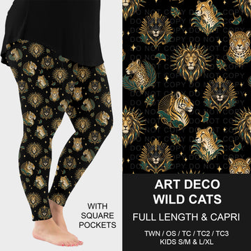 B320 - Preorder Art Deco Wild Cats Leggings w/ Pockets (Closes 11/08. ETA: mid Jan.)