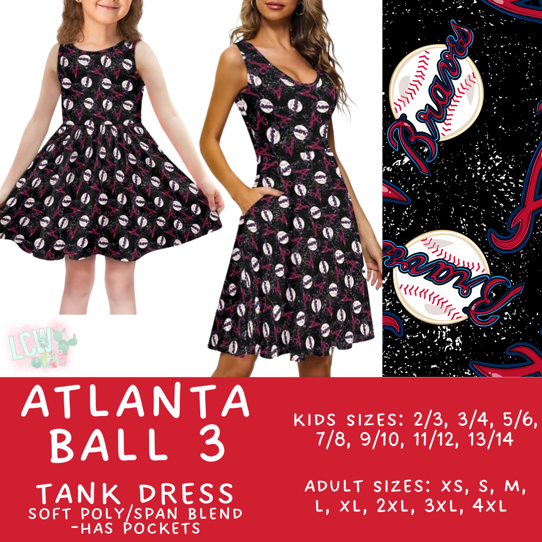 Batch #343 - Home Run Collection - Closes 5/22 - ETA mid July - Atlanta Ball 3 Women's & Girl's Tank Dress