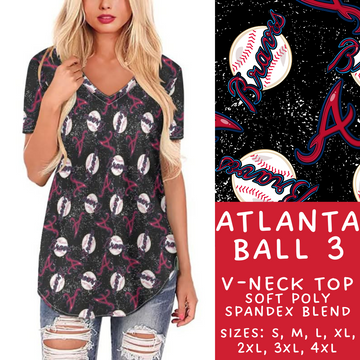 Batch #343 - Home Run Collection - Closes 5/22 - ETA mid July - Atlanta Ball 3 V-Neck Tee
