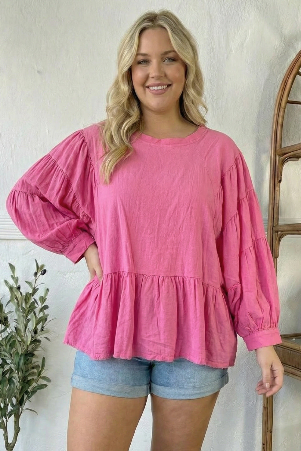 With Gentle Grace Pink Cotton Blouse
