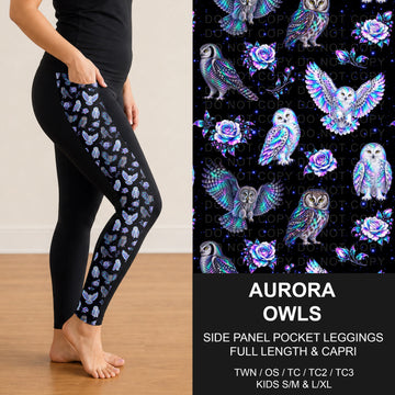 B320 - Preorder Aurora Owls Side Panel Pocket Leggings (Closes 11/08. ETA: mid Jan.)