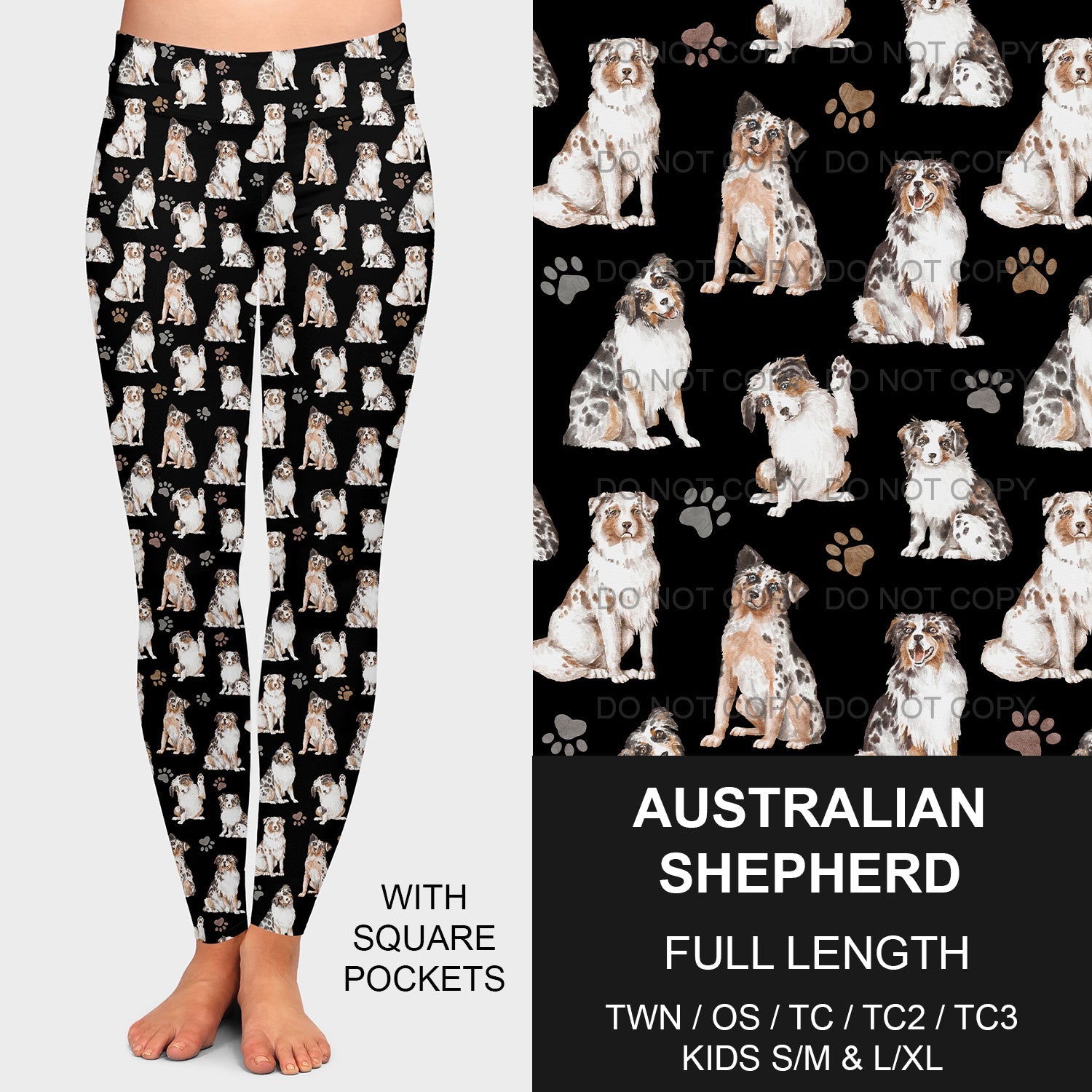 B189 - Preorder Australian Shepherd Leggings w/ Pockets (Closes 10/25. ETA late Dec.)