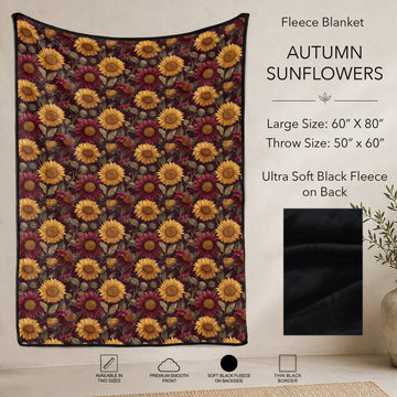 B304 - Pre-Order Autumn Sunflowers Fleece Blanket (Closes 7/31. ETA: early Oct)