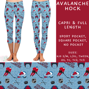 Batch #243 - Hockey - Closes 11/25 - ETA mid Jan - Avalanche Hock Full and Capri Length Leggings