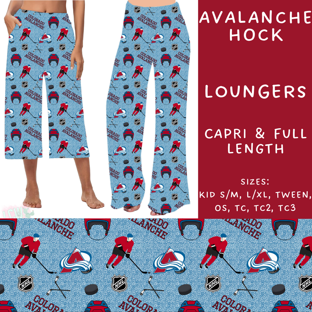 Batch #243 - Hockey - Closes 11/25 - ETA mid Jan - Avalanche Hock Capri and Full Length Loungers