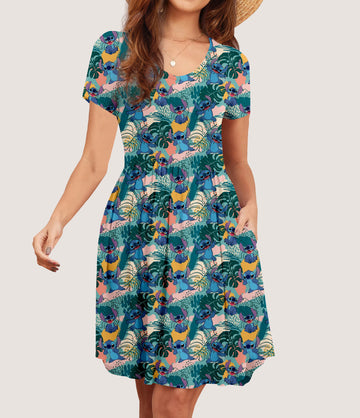 RTS - Alien Palms Pocket Dress